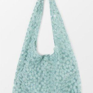 Embroidery Floral Green Shoulder Bag